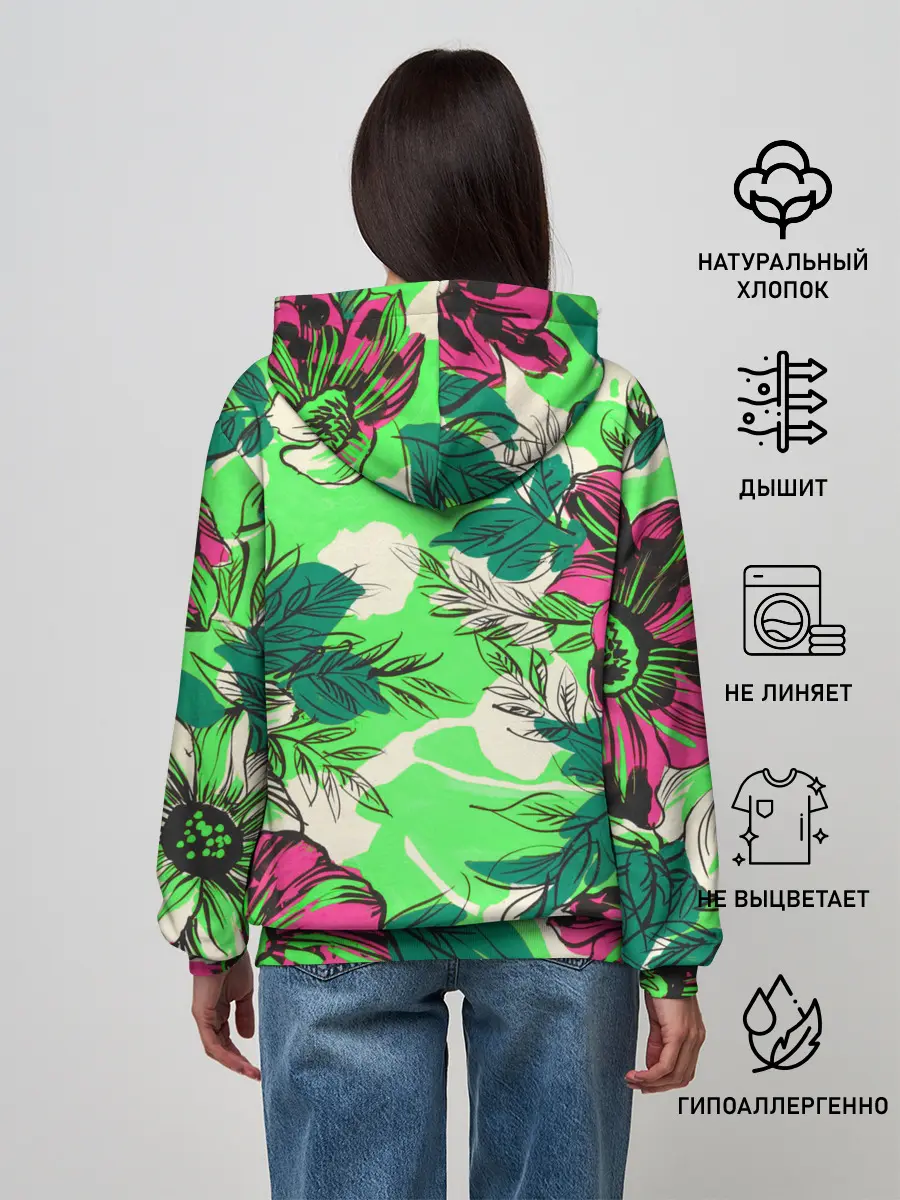 Женское худи / Цветы в неоне