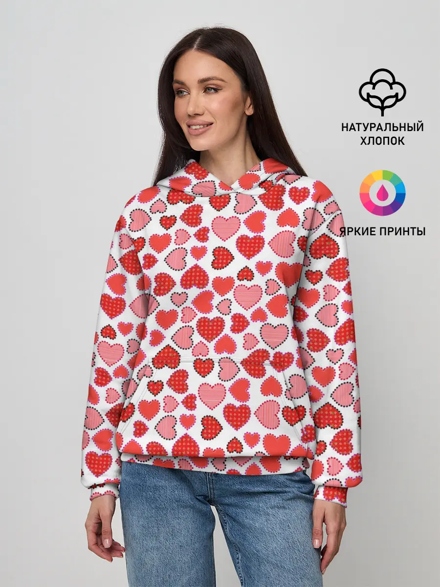 Женское худи / Сердечки паттерн