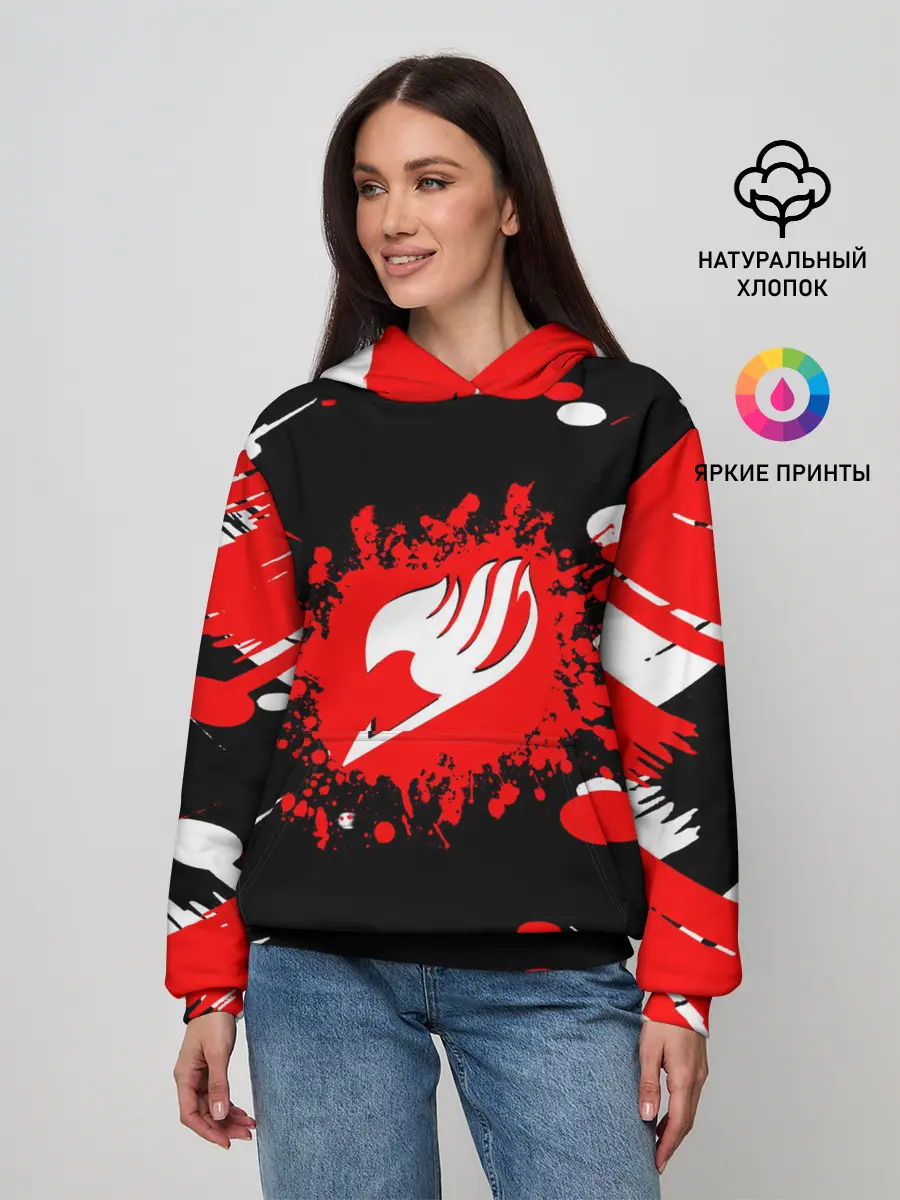 Женское худи / Хвост Феи красно-черная геометрия