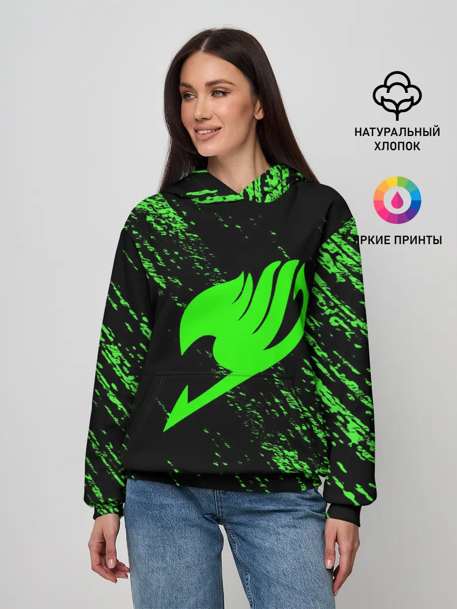 Женское худи / Хвост Феи зеленая диагональ