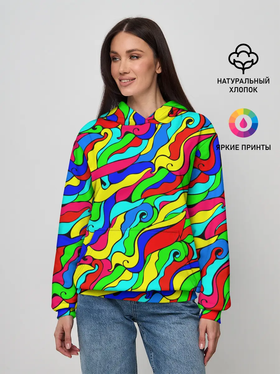 Женское худи / Красочные узоры/абстракционизм