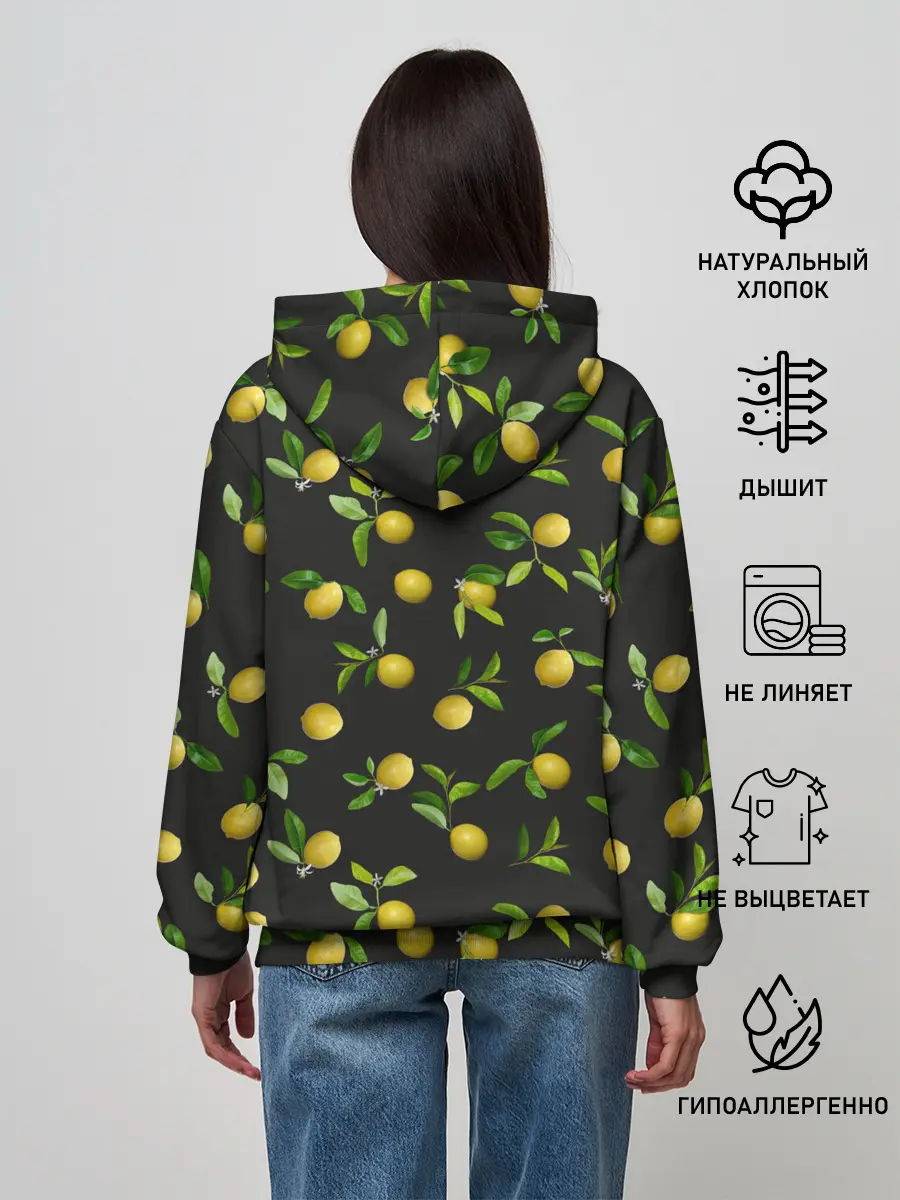 Женское худи / Лимончики на черном