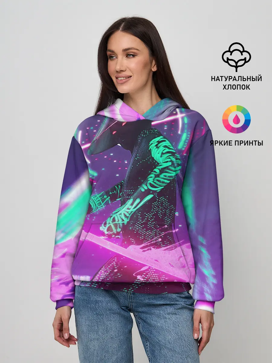 Женское худи / Неоновый Самурай