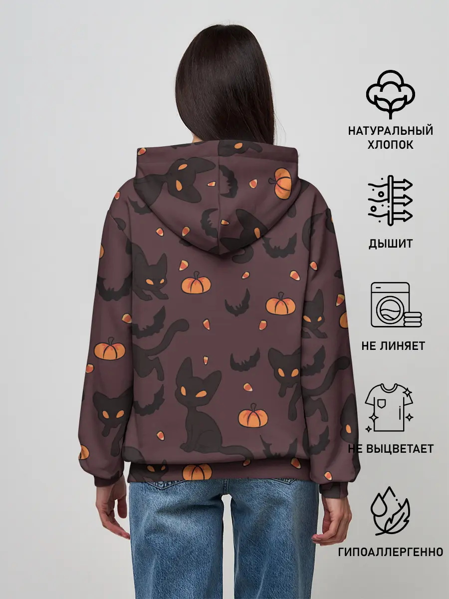 Женское худи / Хэллоуиновский кот