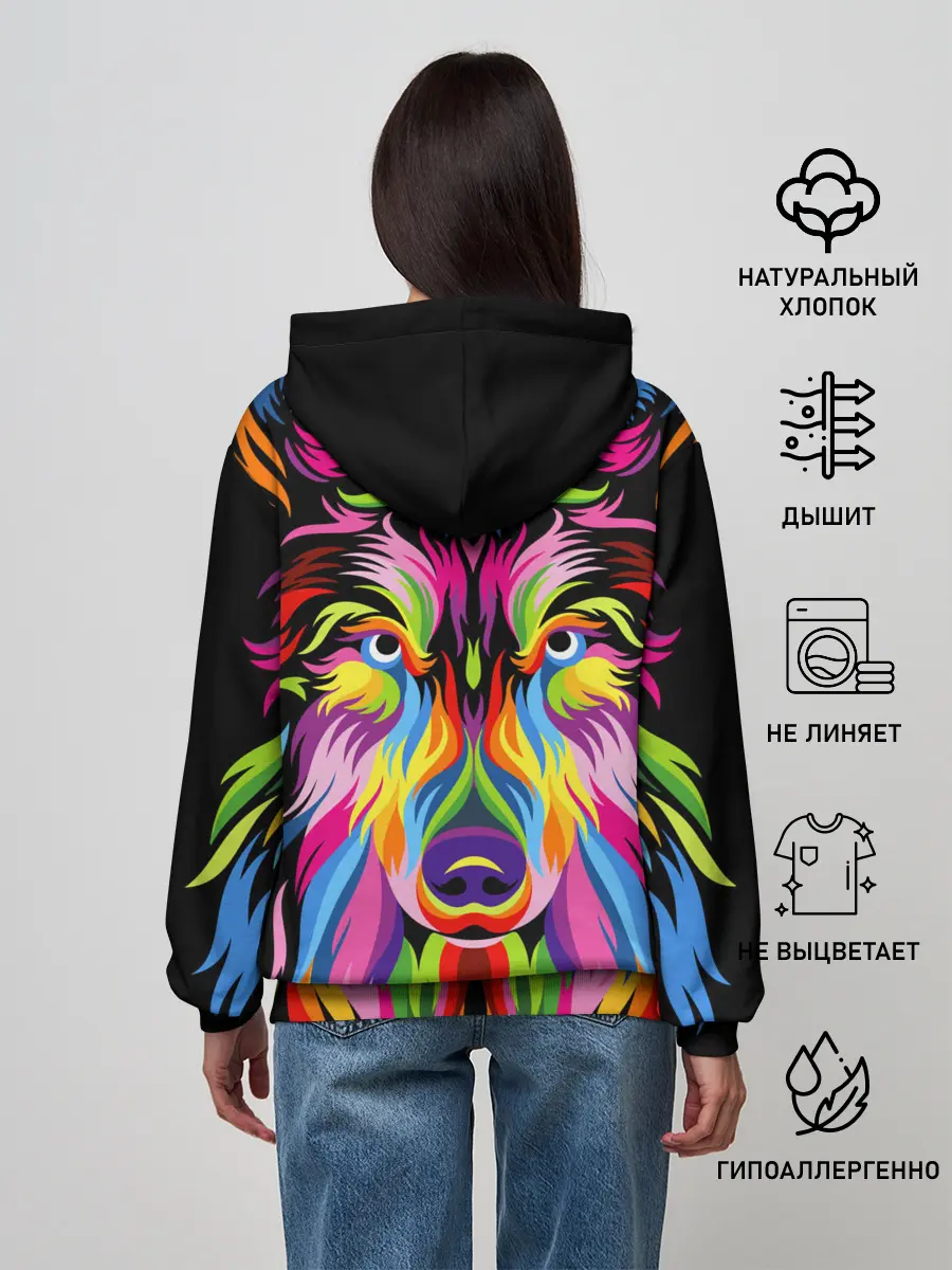 Женское худи / Neon wolf