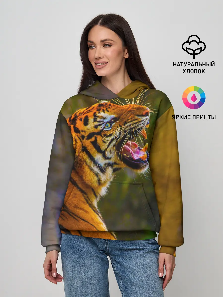 Женское худи / Тигр 3D