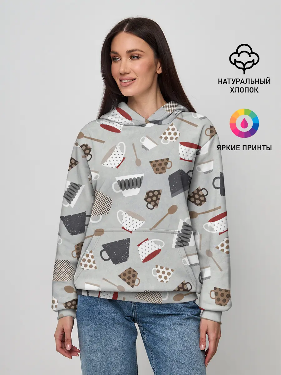 Женское худи / Утро начинается с кружки