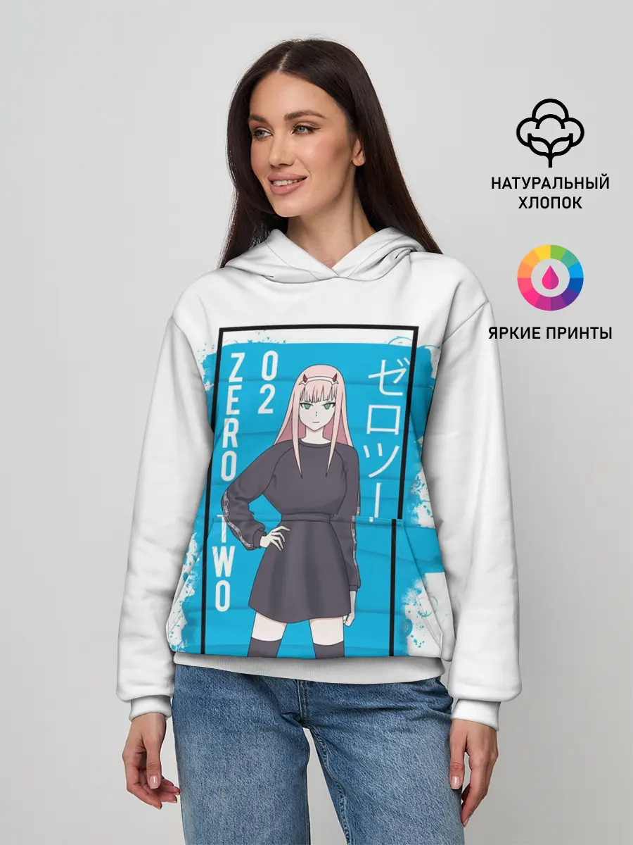 Женское худи / Zero Two blue back