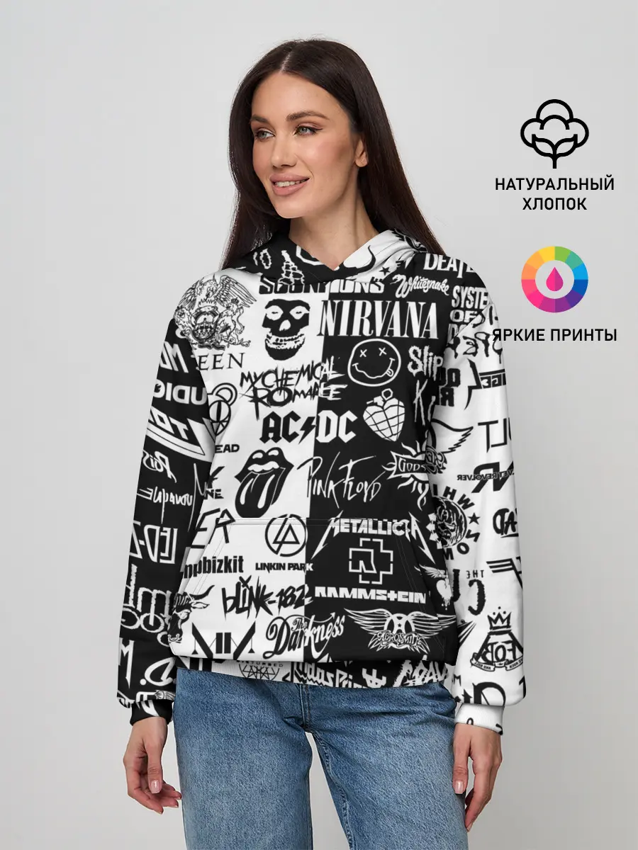 Женское худи / Эмблемы Рок Групп