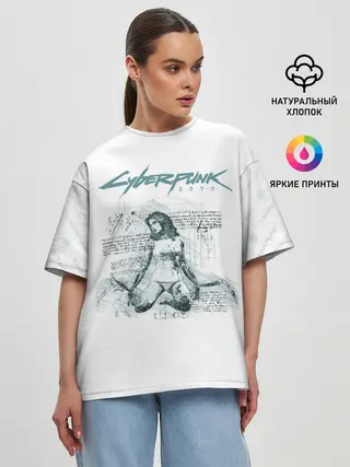 Женская футболка оверсайз / КЛИНКИ БОГОМОЛА Cyberpunk 2077