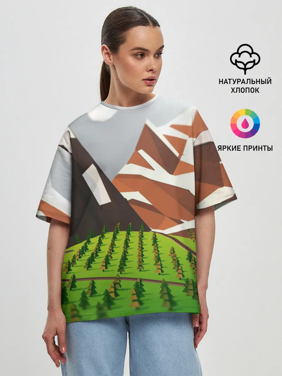 Женская футболка оверсайз / Горы