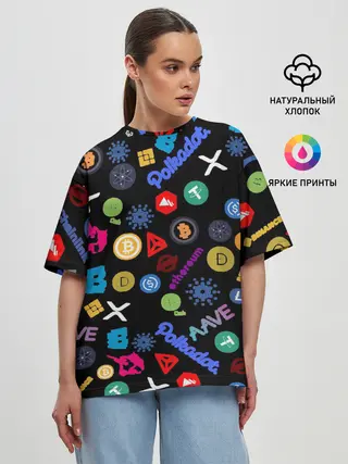 Женская футболка оверсайз / ЛОГОТИПЫ КРИПТОВАЛЮТ | CRYPTOCURRENCIES