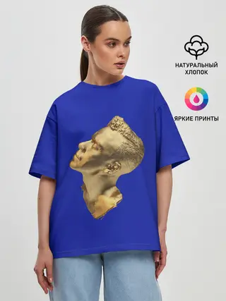 Женская футболка оверсайз / Черно белая Голова