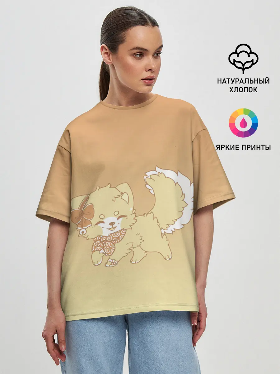 Женская футболка оверсайз / милашный зверек