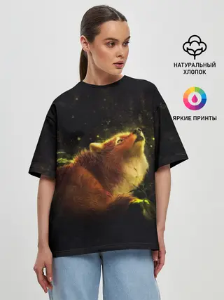 Женская футболка оверсайз / Лисица