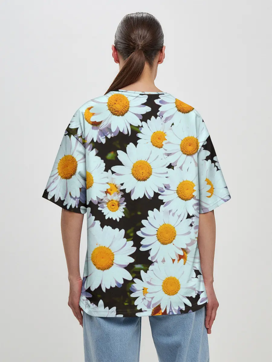 Женская футболка оверсайз / Ромашки
