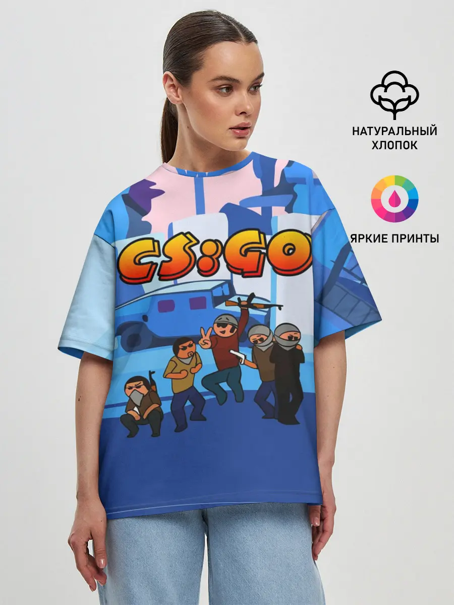 Женская футболка оверсайз / CS GO МУЛЬТФИЛЬМ