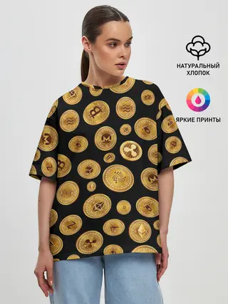 Женская футболка оверсайз / CRYPTOCURRENCY | КРИПТОВАЛЮТА