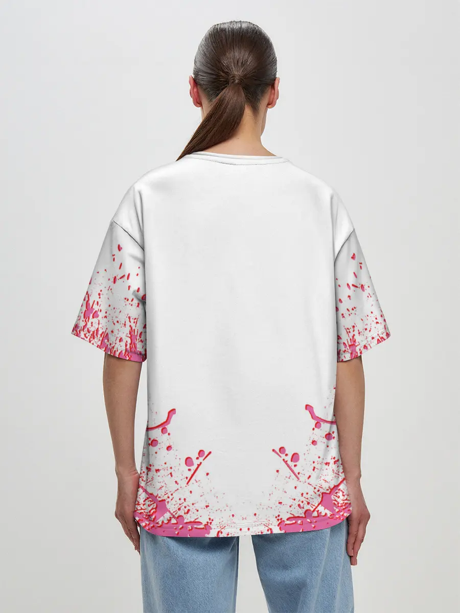 Женская футболка оверсайз / Лого джоджо розовые брызги