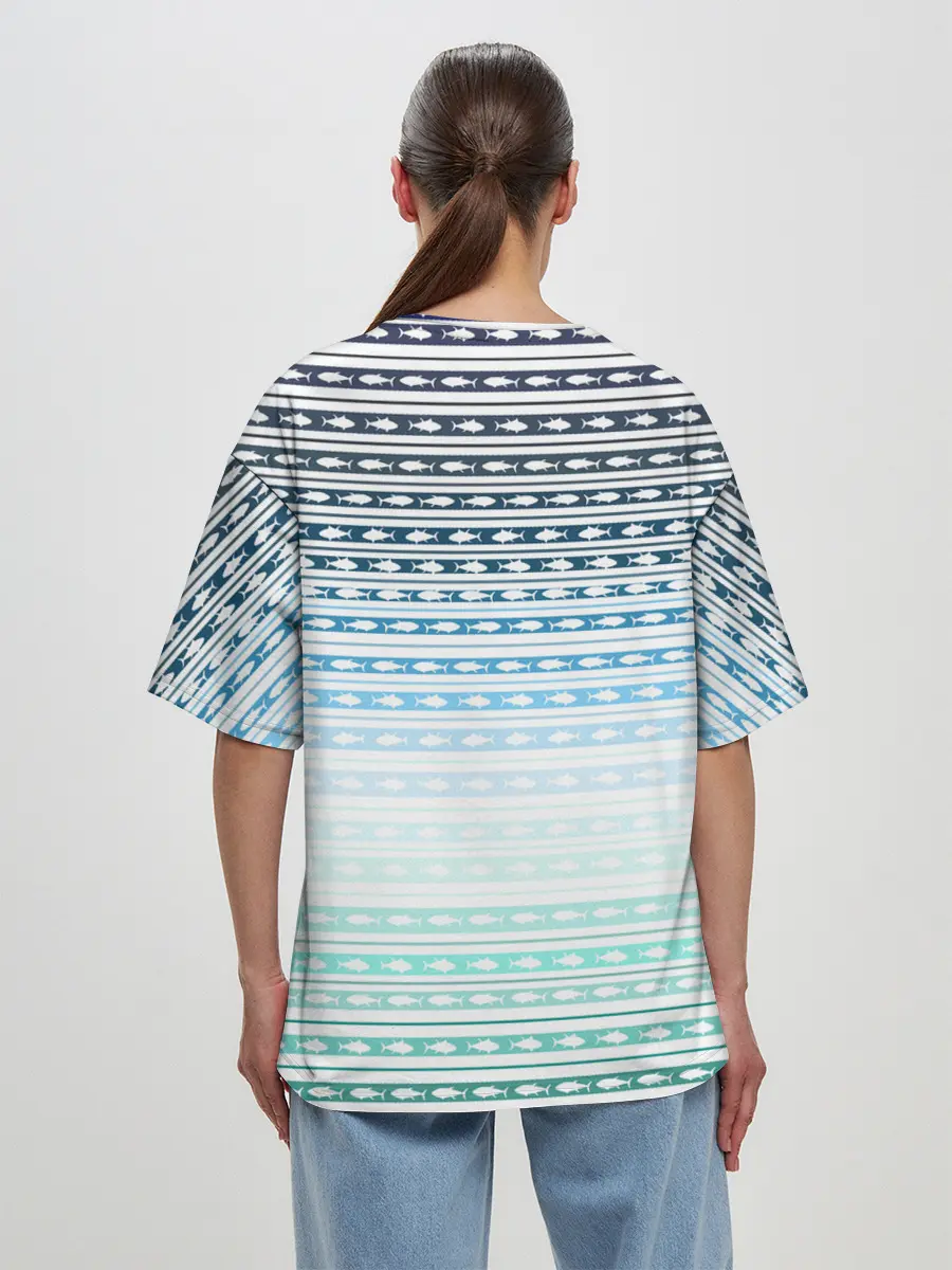 Женская футболка оверсайз / Sunset fish