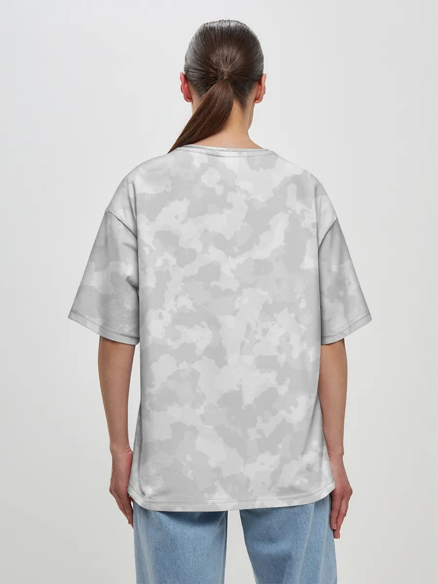 Женская футболка оверсайз / СНЕЖНЫЙ КАМУФЛЯЖ