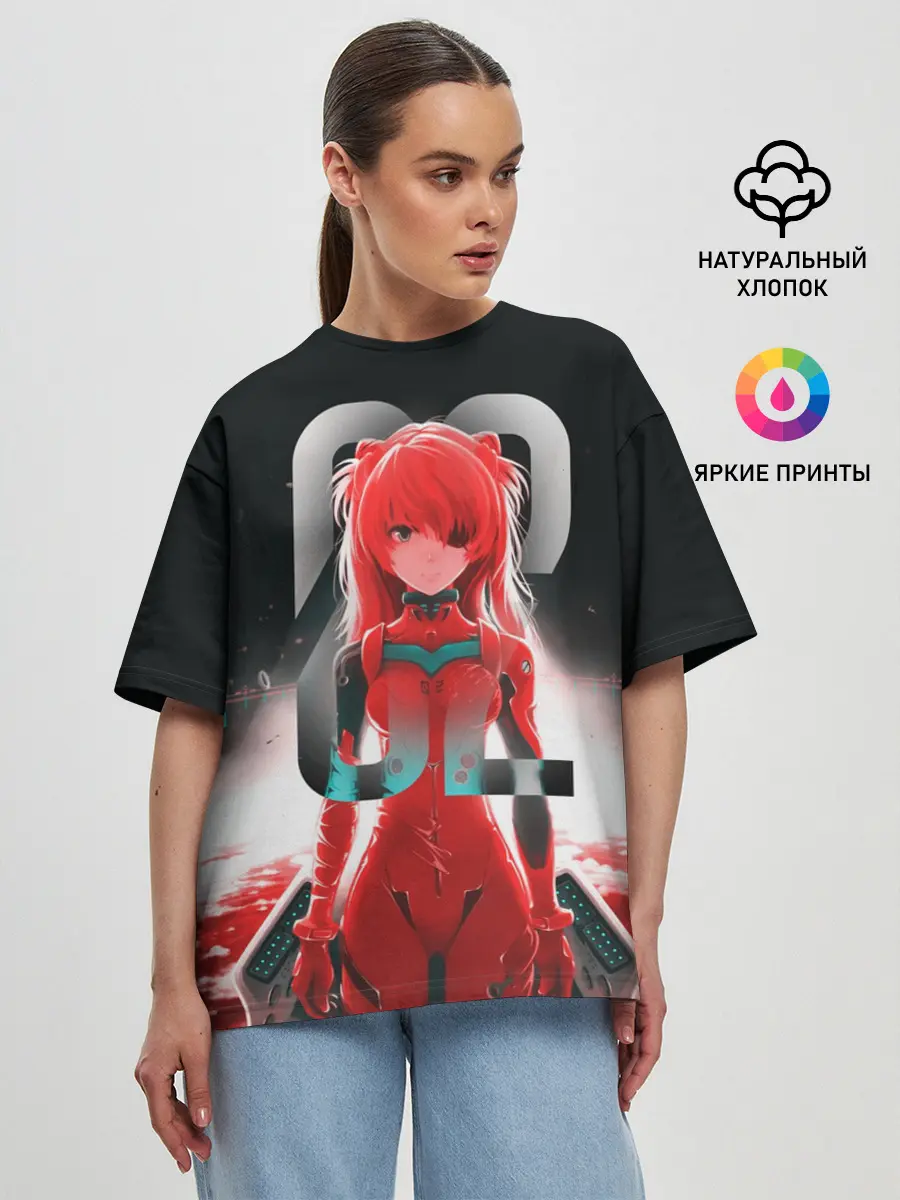 Женская футболка оверсайз / Asuka Langle Black