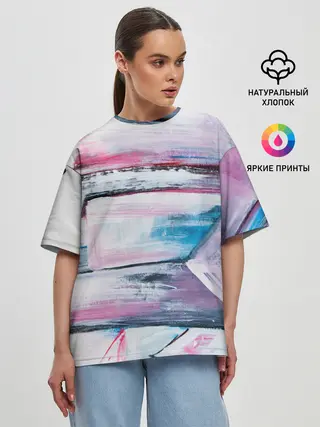 Женская футболка оверсайз / Цветные мелки