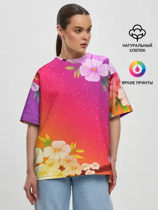 Женская футболка оверсайз / САКУРА | SAKURA