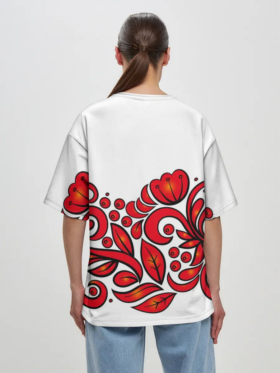 Женская футболка оверсайз / ХОХЛОМА