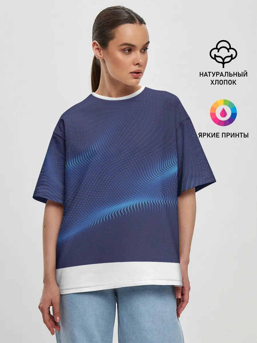 Женская футболка оверсайз / 3D волна