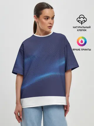 Женская футболка оверсайз / 3D волна