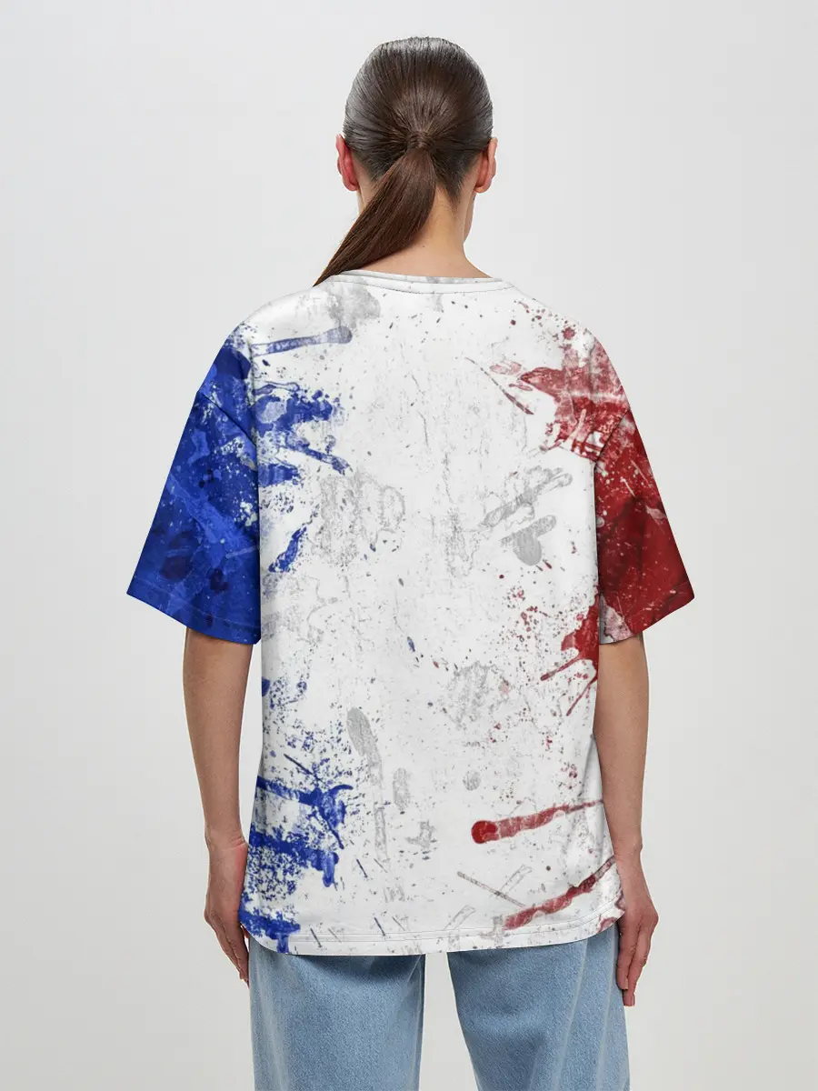 Женская футболка оверсайз / BLUE WHITE & RED