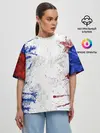 Женская футболка оверсайз / BLUE WHITE & RED