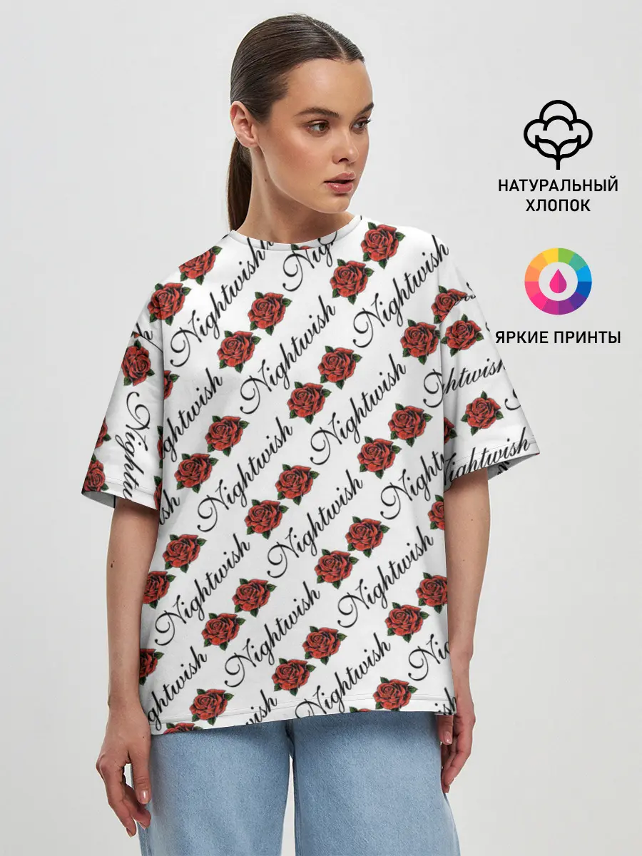 Женская футболка оверсайз / Nightwish Roses / Найтвиш