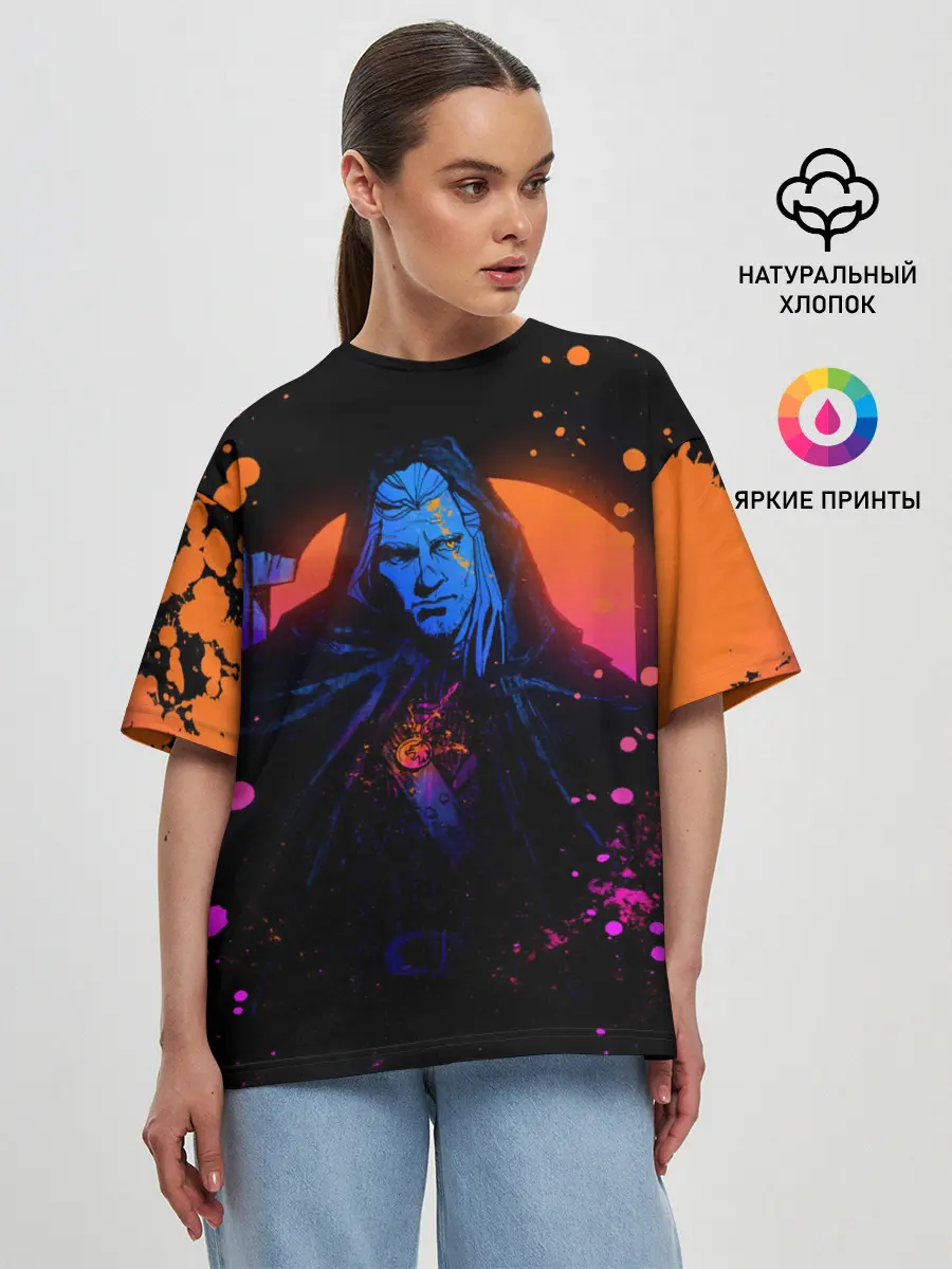 Женская футболка оверсайз / Ведьмак в таверне