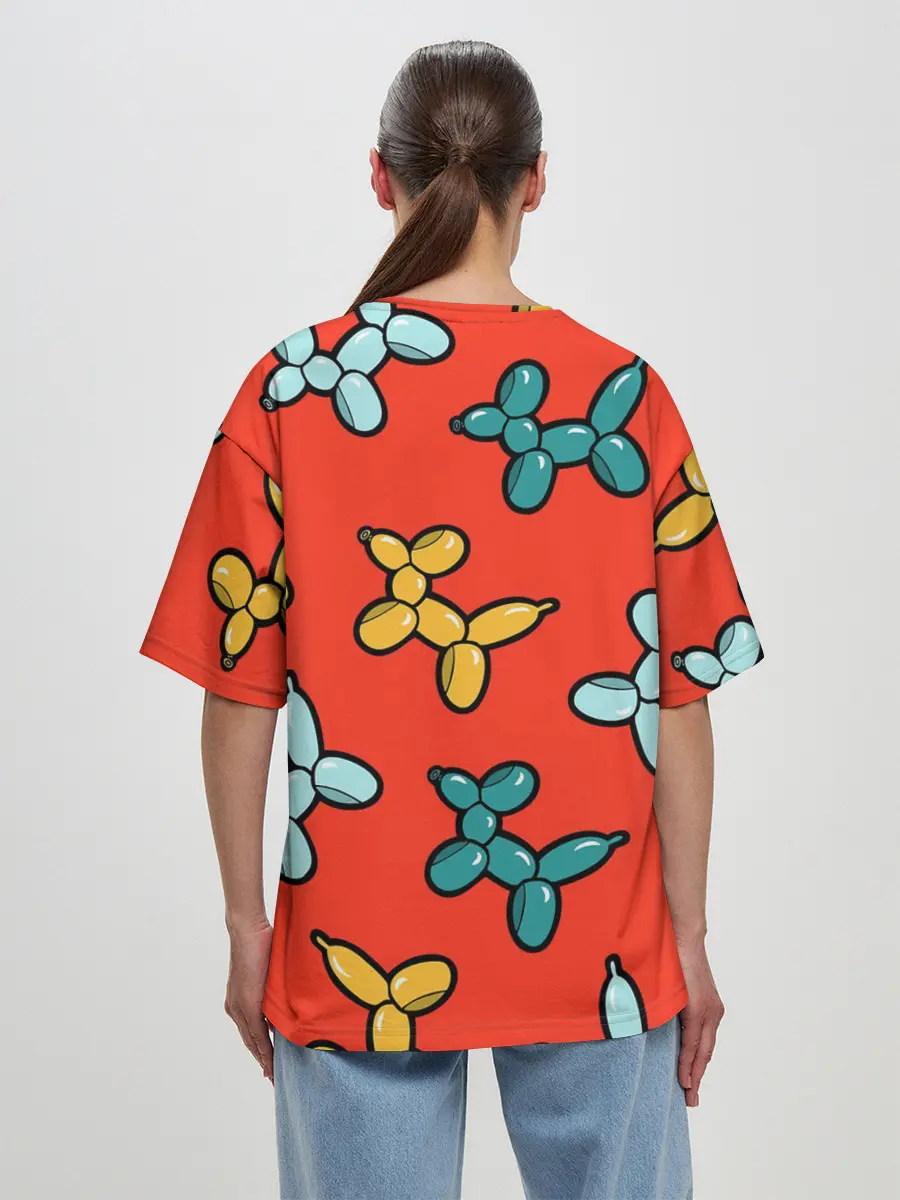 Женская футболка оверсайз / Собачки шарики