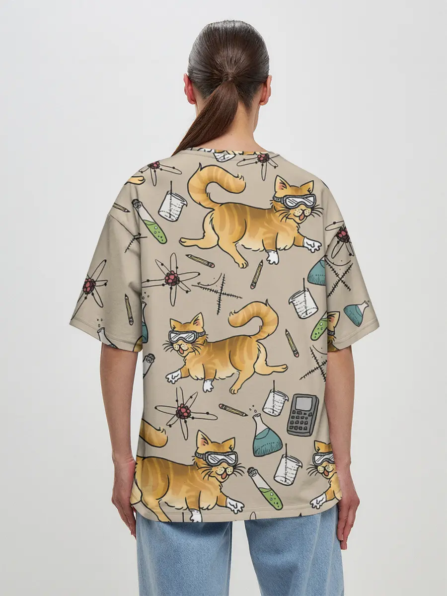 Женская футболка оверсайз / Котики и колбы