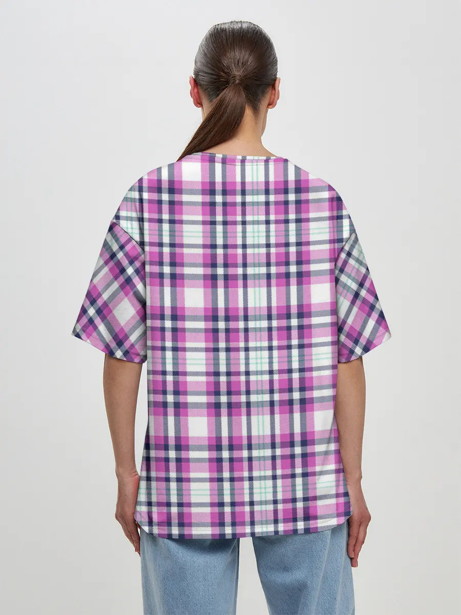 Женская футболка оверсайз / Текстура в клетку