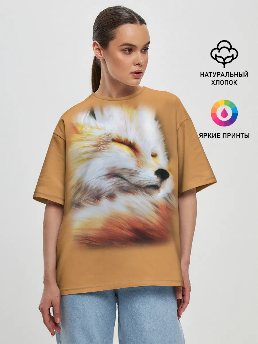 Женская футболка оверсайз / Лисичка