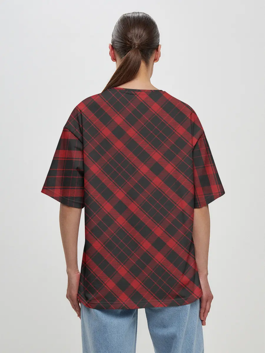 Женская футболка оверсайз / Узор в клеточку