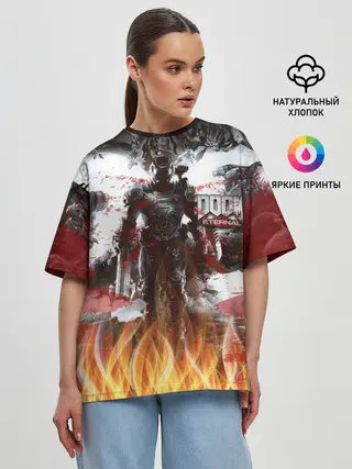 Женская футболка оверсайз / Doom Ethernal Ancient Gods