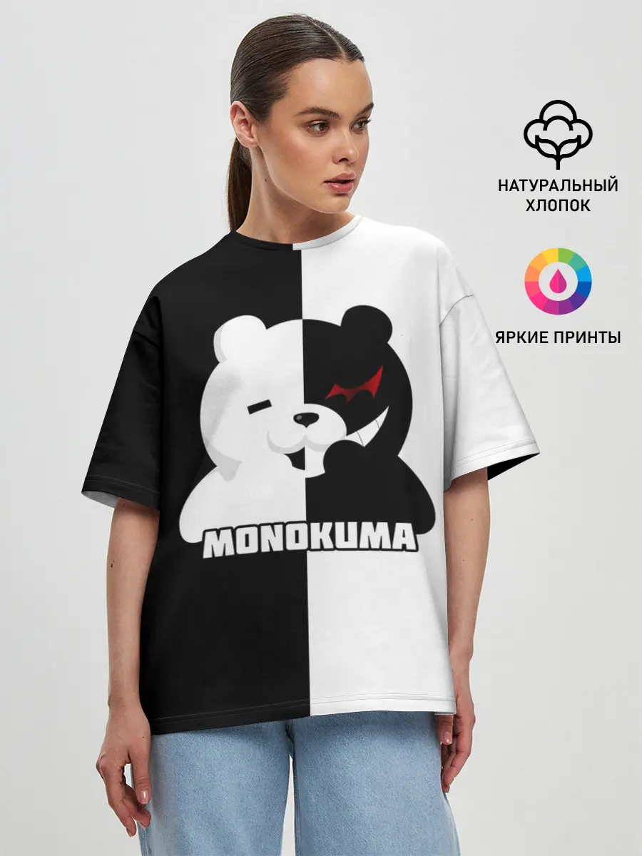 Женская футболка оверсайз / MONOKUMA / МОНОКУМА BEAR