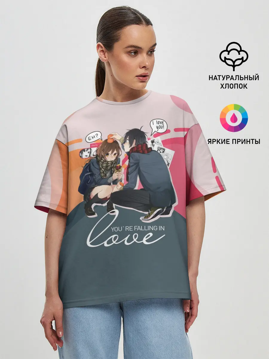 Женская футболка оверсайз / Хори-сан и Миямура-кун