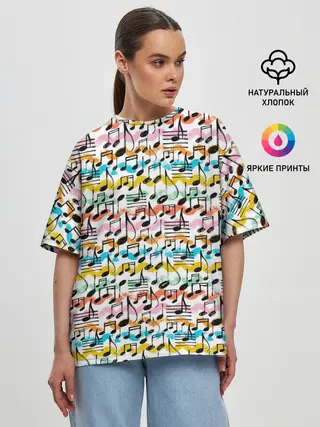 Женская футболка оверсайз / Музыкальные Ноты