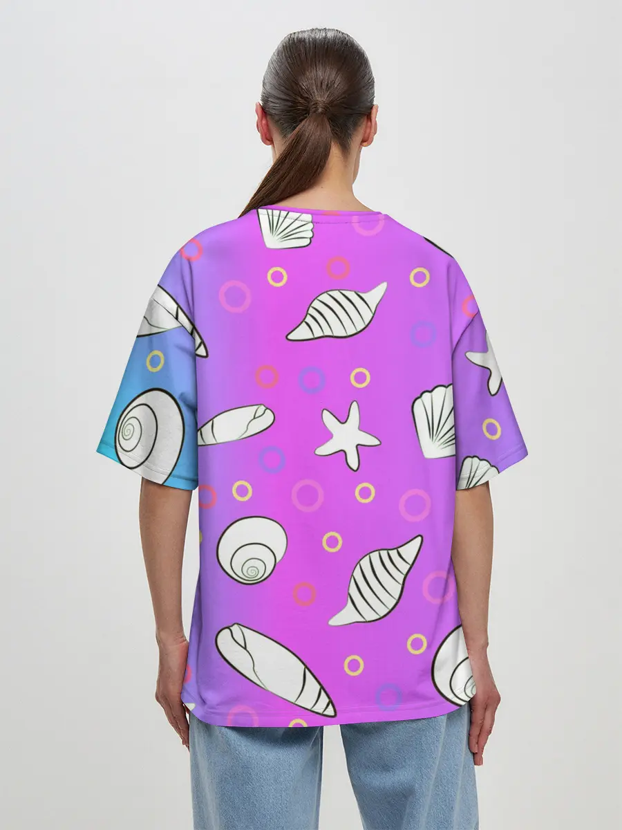 Женская футболка оверсайз / Ракушки с градиентом