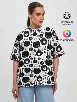 Женская футболка оверсайз / Мультяшки