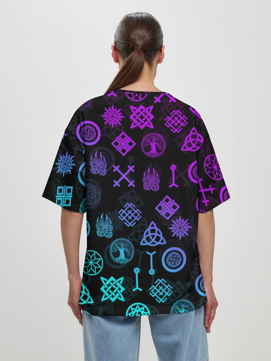 Женская футболка оверсайз / СЛАВЯНСКИЕ РУНЫ | ПАТТЕРН