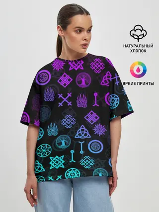 Женская футболка оверсайз / СЛАВЯНСКИЕ РУНЫ | ПАТТЕРН