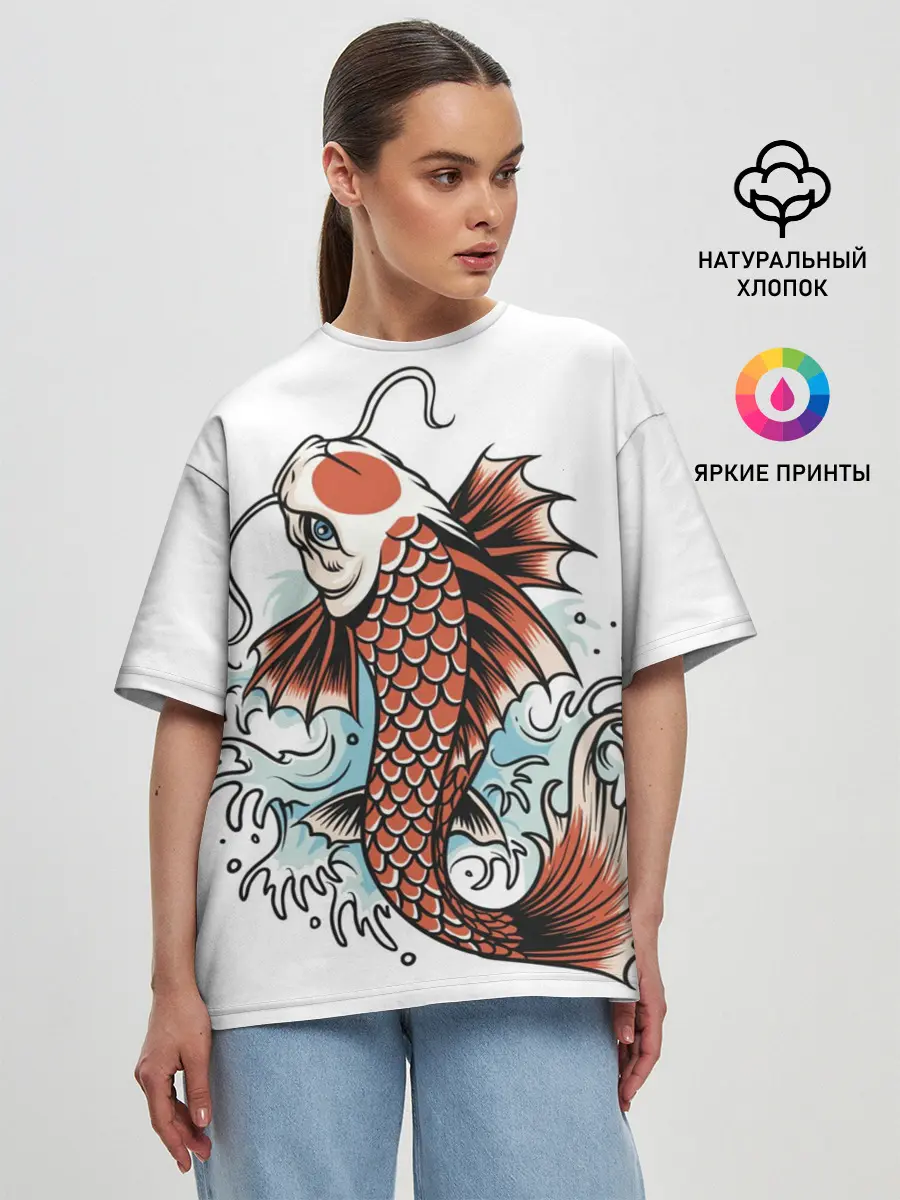 Женская футболка оверсайз / Карп Кои