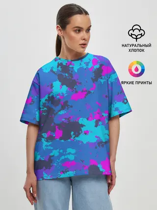 Женская футболка оверсайз / Неоновые краски